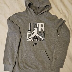 Jordan Gray Hoodie with White Logo Kids Size XL